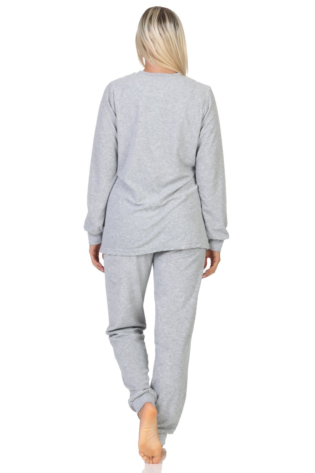 Schlafanzug grau-mel. Normann auch Normann - Damen Pyjama Frottee in Übergröße Loungewear