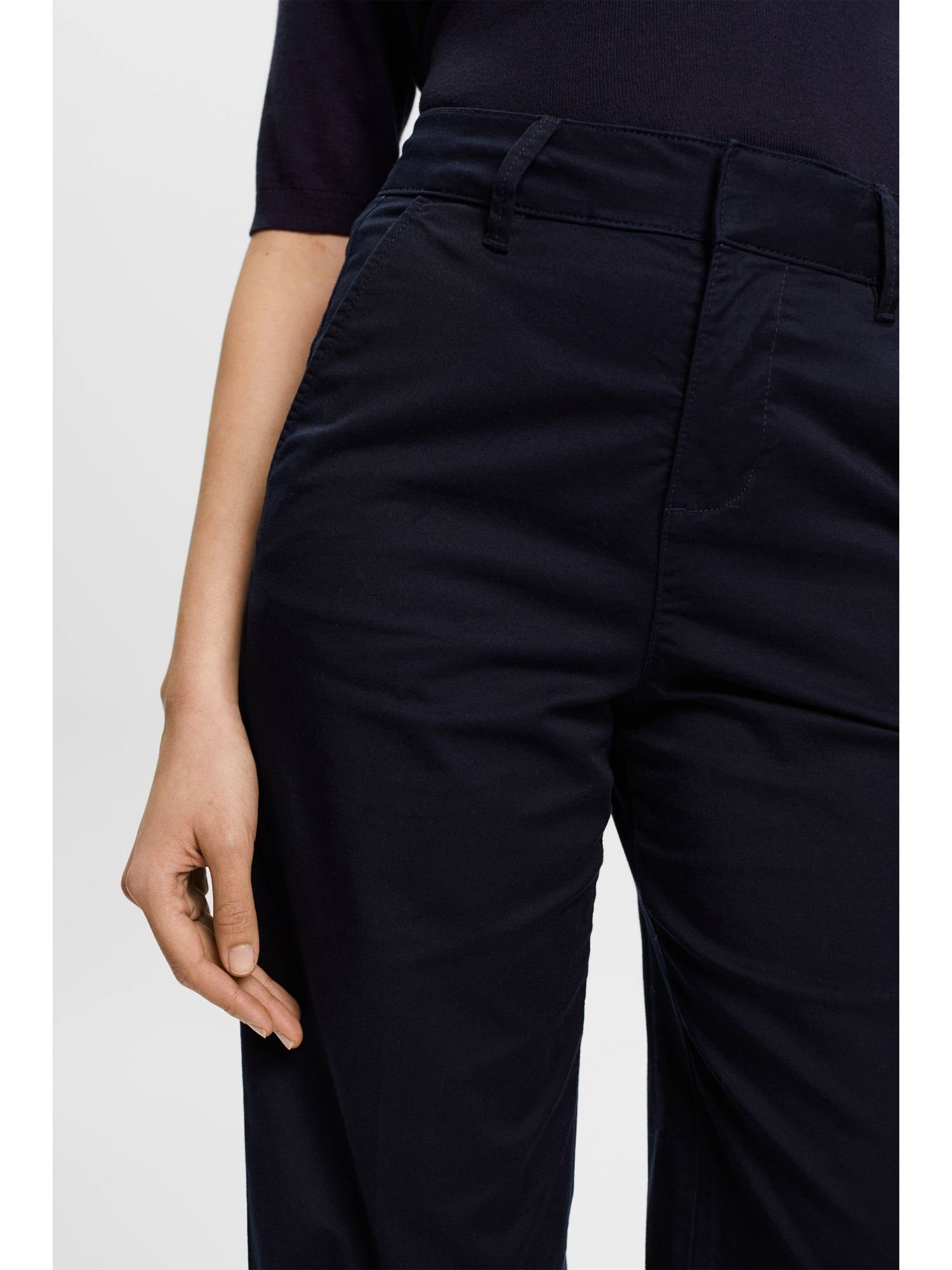 Esprit Chinohose High-Rise-Chino mit Bein geradem NAVY