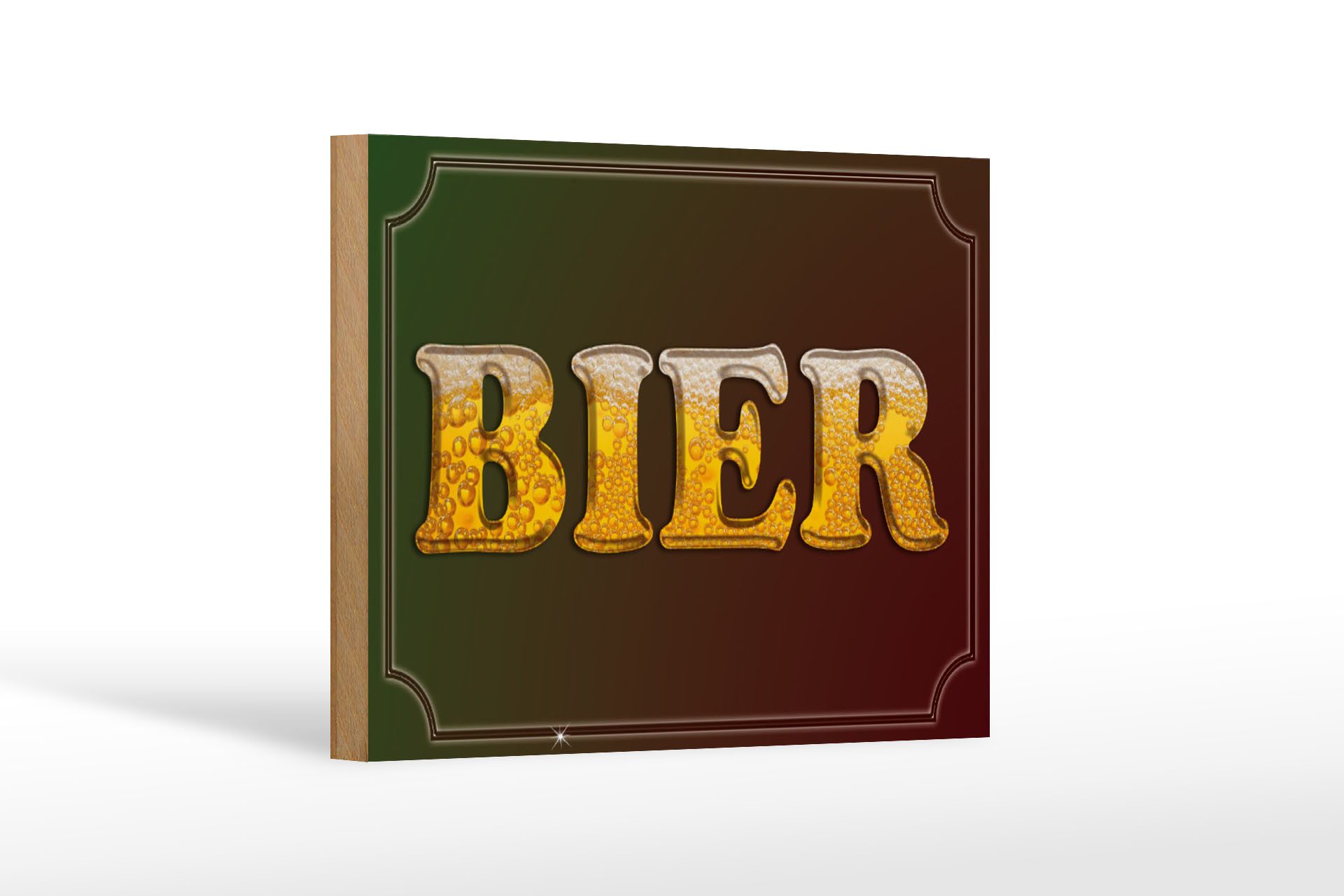Holzbild Hinweis 18x12 cm Bier Wanddeko