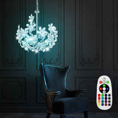 etc-shop LED Pendelleuchte, Leuchtmittel inklusive, Warmweiß, Farbwechsel, RGB LED Hänge Leuchte Blumen Decken Lampe Farbwechsel Beleuchtung