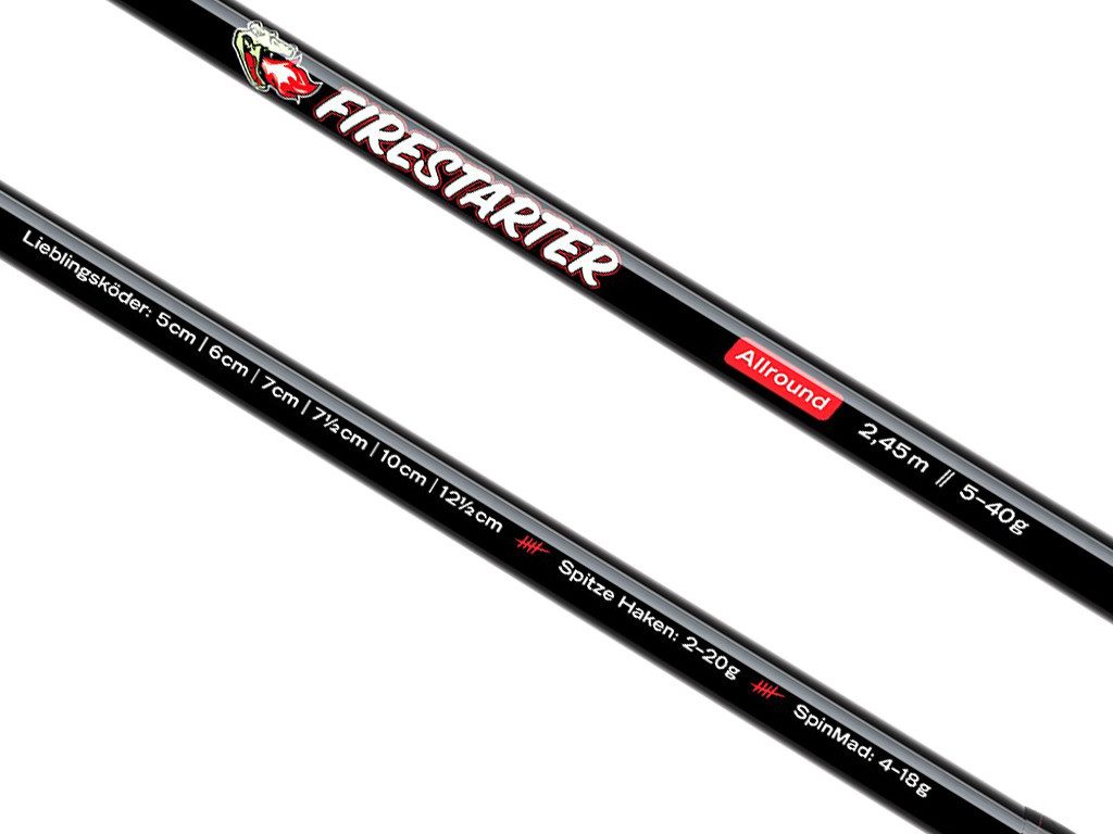 Lieblingsköder Spinnrute FIRESTARTER - RUTE - Allround 2,45 m - 5 bis 40 g, (2-tlg., Lieblingsköder Rutenschutz), mittelschwere Angelrute - hochwertige SiC-Ringeinlagen