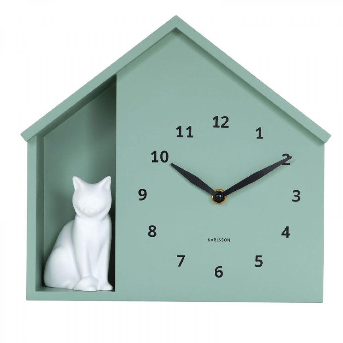 Karlsson Uhr Kuckucksuhr Katze Sitting Cat Grayed Jade