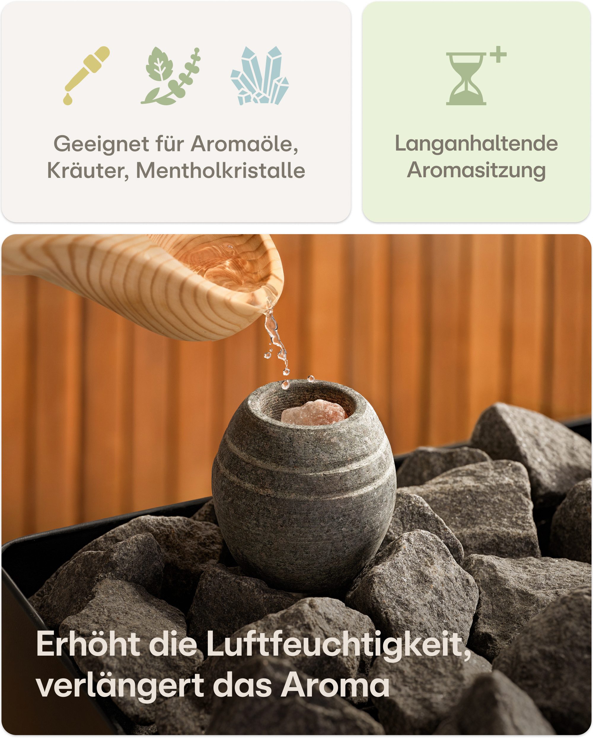 Praknu Saunasteine Sauna Verdampferschale aus robustem Granit – entspannende Duftmomente, (Einzelartikel, 1 St., 1 x Sauna-Verdampferschale aus robustem Granit, – Bild 5 von 5