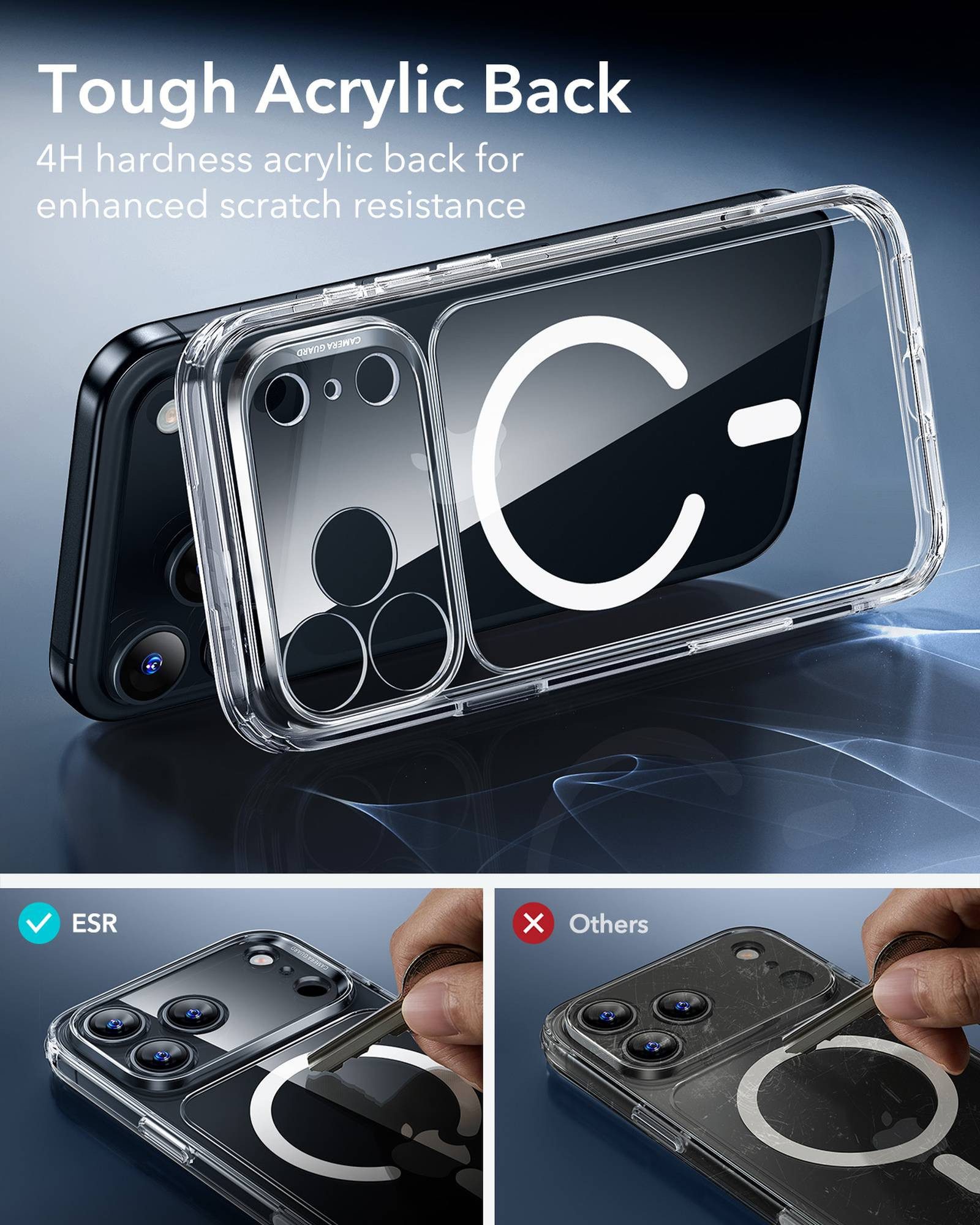 ESR Handyhülle Classic Hybrid HaloLock Case für iPhone 17 Pro, Kamerasteuerung Taste, 3,3m Fallschutz, 1,5kg Magnetkraft – Bild 3 von 5