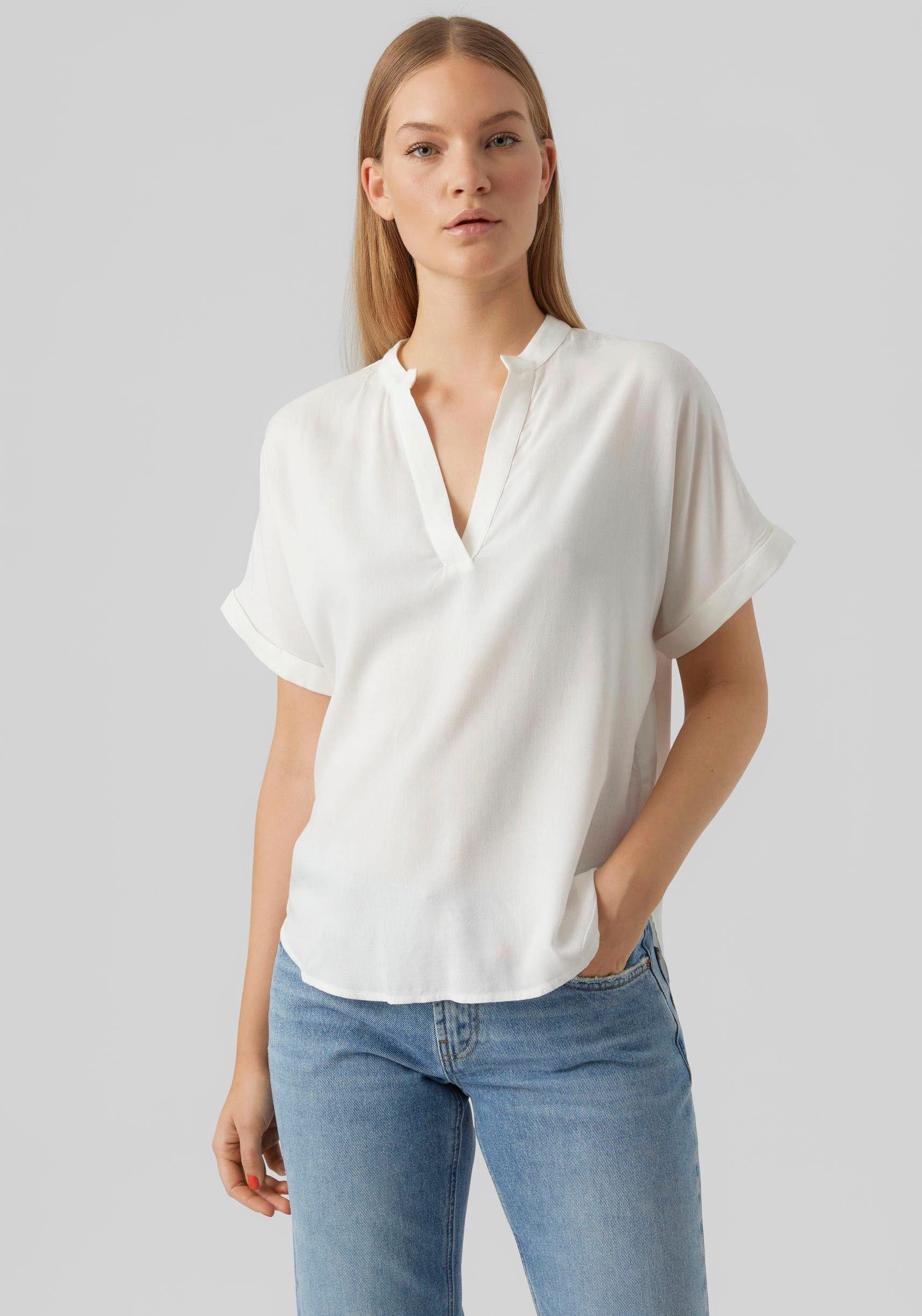 Vero Moda Shirtbluse VMBEAUTY SS TOP GA NOOS, Figurumspielende Form mit  abgerundetem Saum