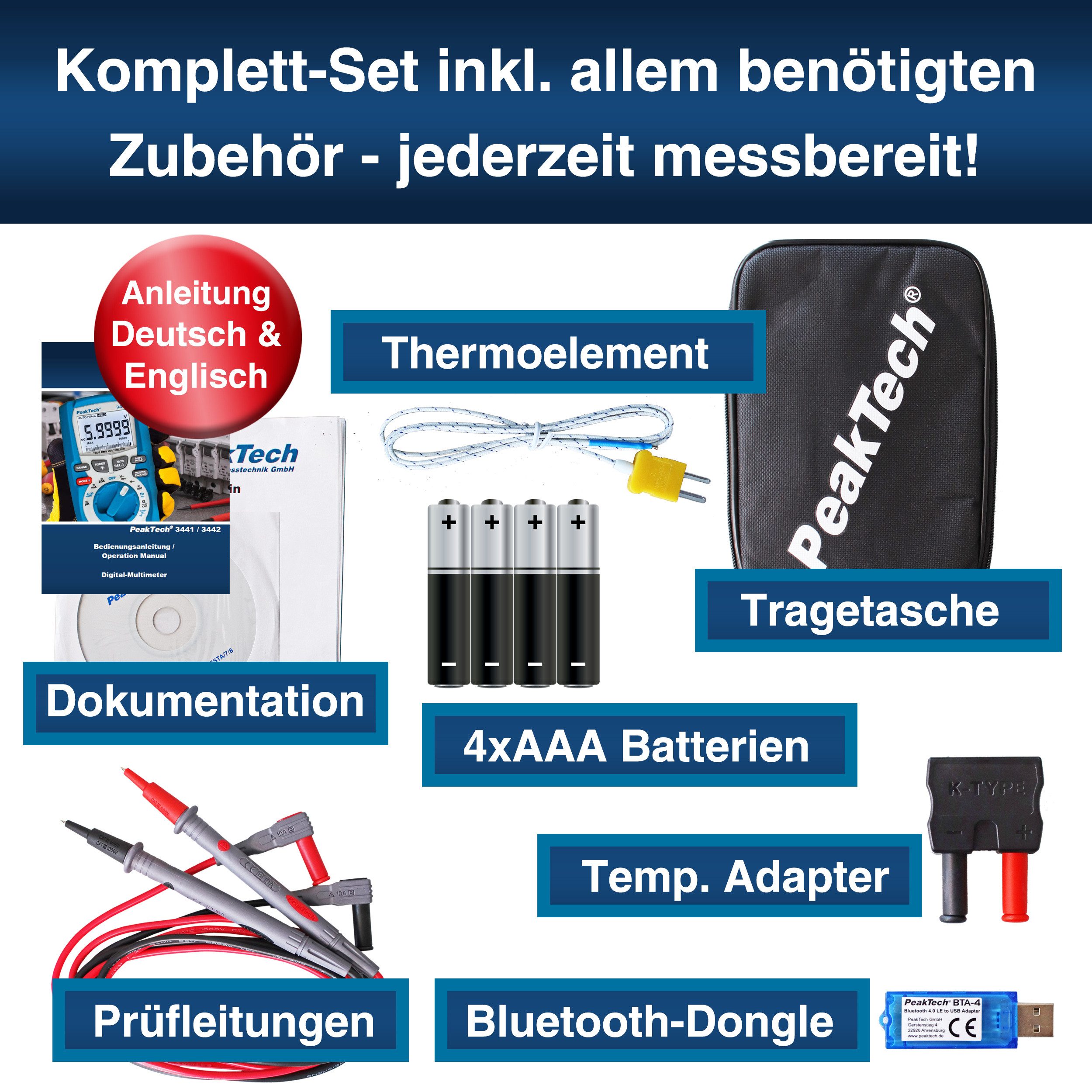 PeakTech Multimeter CAT III 1000V TRMS Digitalmultimeter 60000 Counts