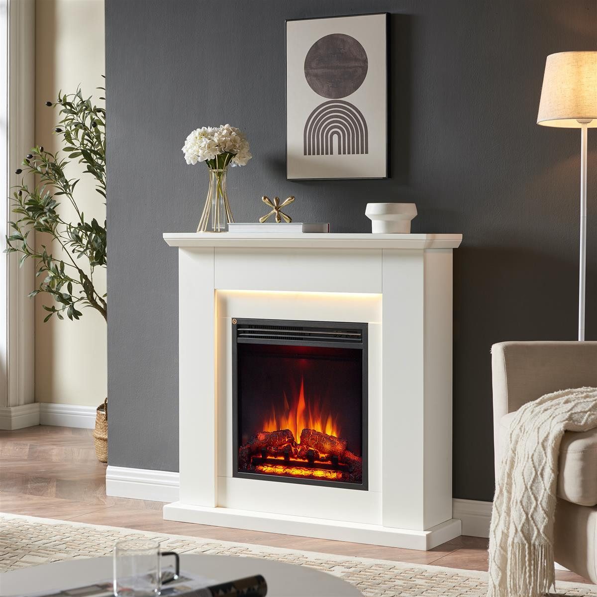 Balderia Elektrokamin Pandora, Standkamin mit 3D Flamme, 13 LED-Farben, 2000 W