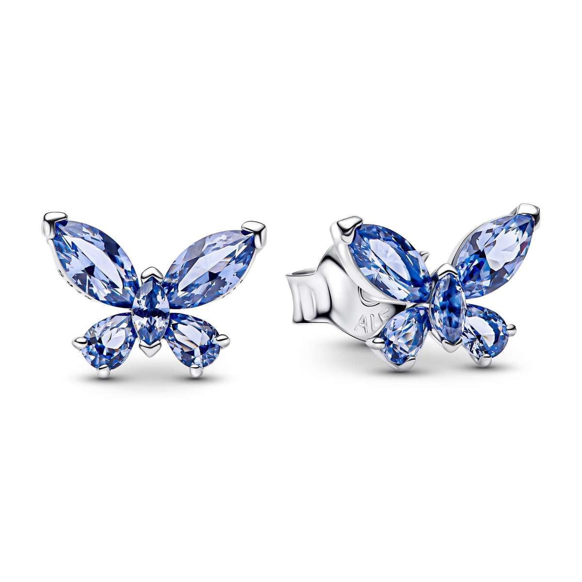 Pandora Paar Ohrstecker 294230C01, für Damen Silber Schmetterling Blau