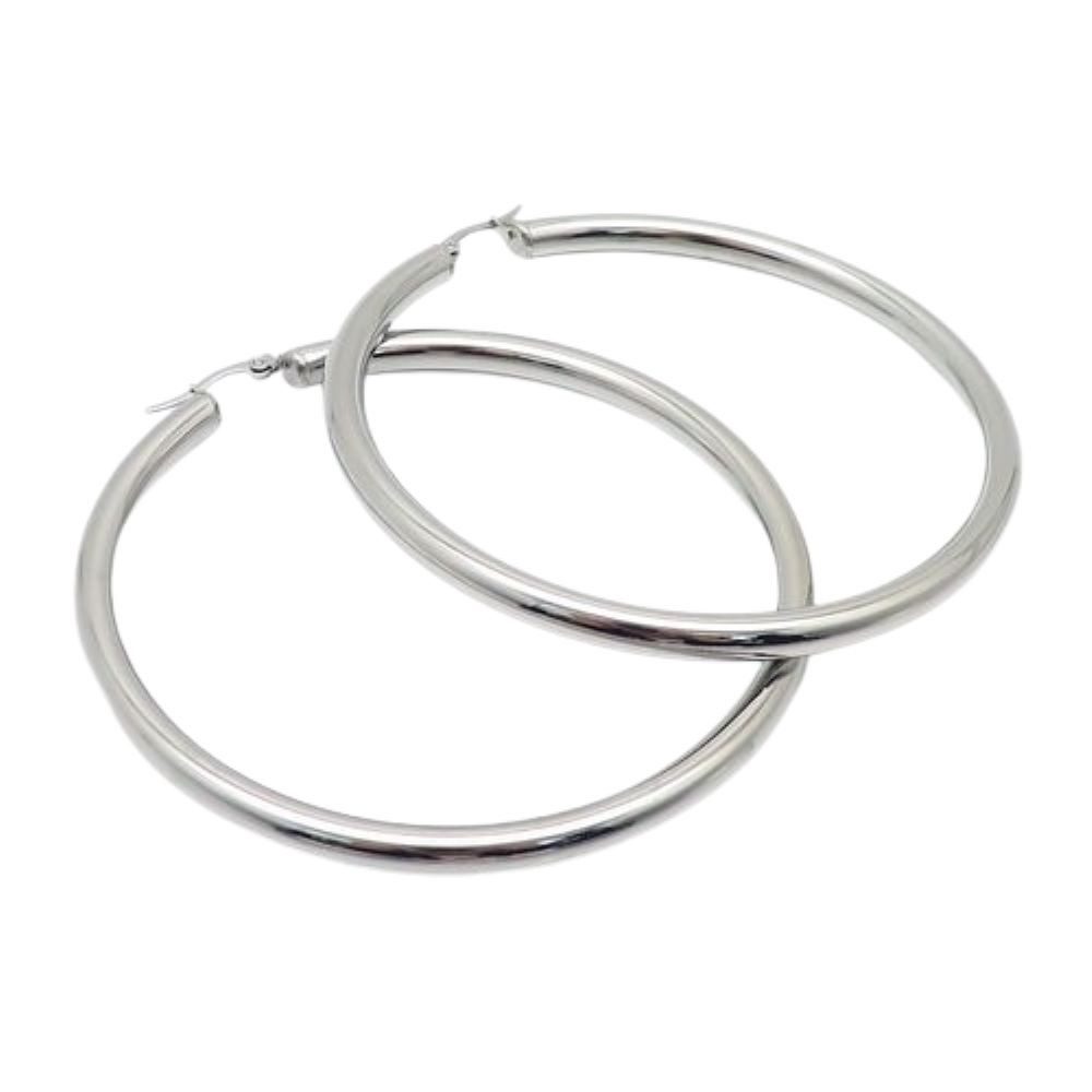 Creolen-Set Creolen klassisch Durchmesser 8 cm Silber aus Edelstahl für Damen