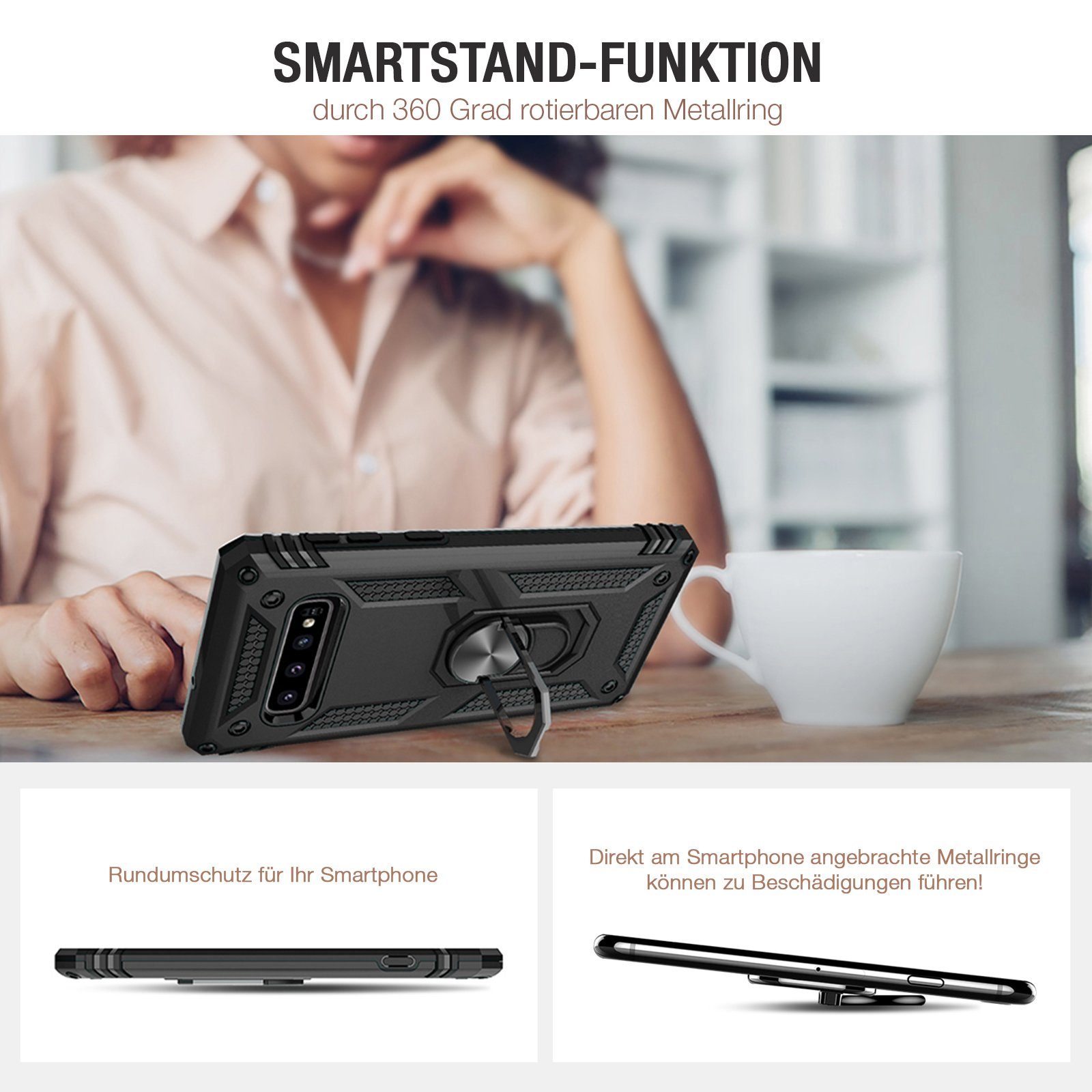 Tec-Expert Handyhülle Outdoor Cover Hülle für Samsung Galaxy S10 6.1 Zoll, 6.1, Premium Hülle aus verstärktem Polycarbonat