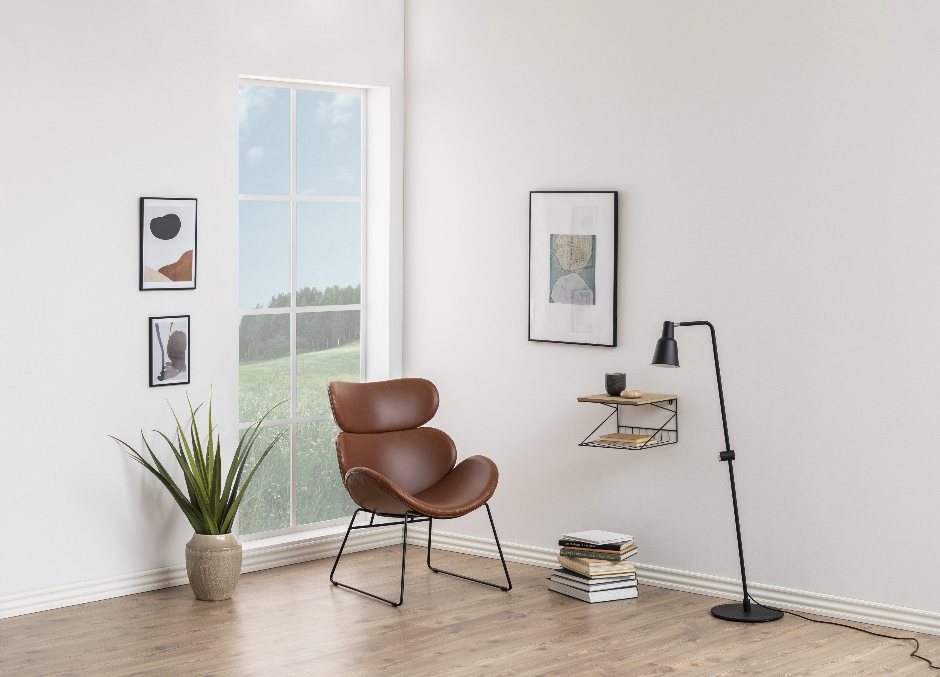 Polsterstuhl in Braun, Polyurethan, Stahl - 69x90,5x78,5cm (BxHxT)
