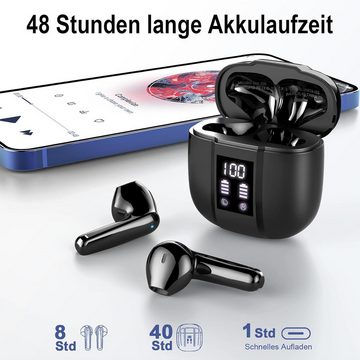 Renimer Kabellos Bluetooth 5.3 IP7 Wasserdicht In-Ear-Kopfhörer (Smart Home für ein komfortables und vernetztes Zuhause der Zukunft., mit Mikrofon, 48H Immersiver Deep Bass Earbuds, Digitale LED-Anzeige)