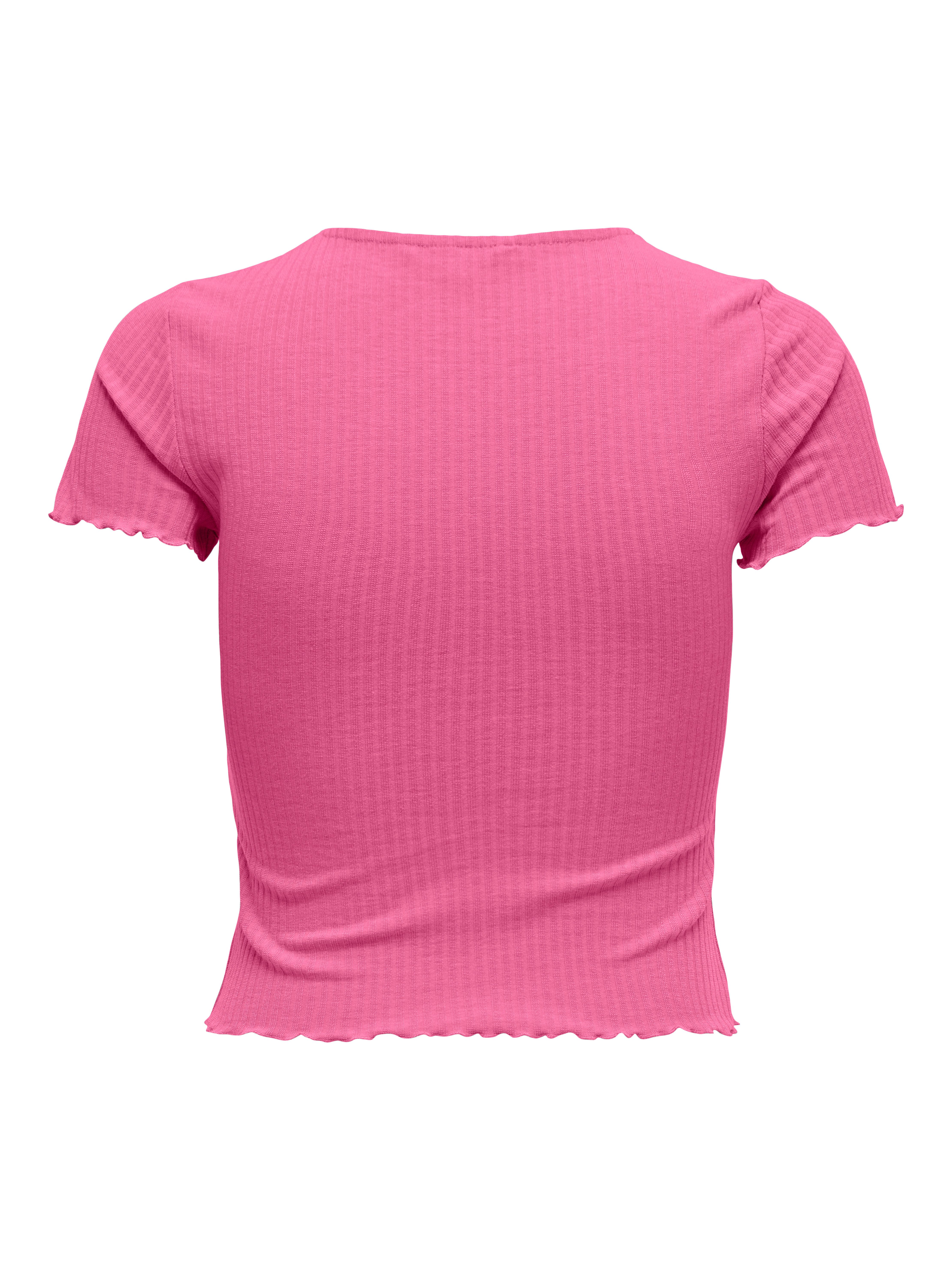 ONLY Rundhalsshirt ONLEMMA S/S SHORT TOP NOOS JRS Rundhals, modisch, regular fit, gewellter Abschluss, unifarben