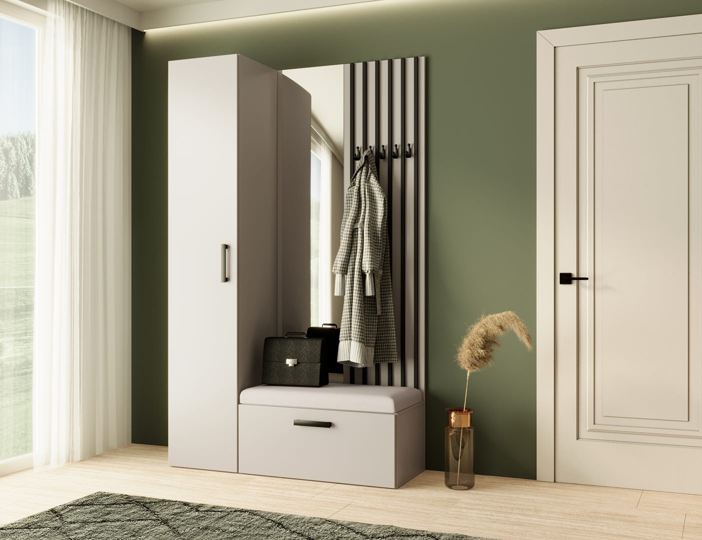 Beautysofa Garderobenschrank mit großem Spiegel und Kleiderstange MARGARET günstig online kaufen