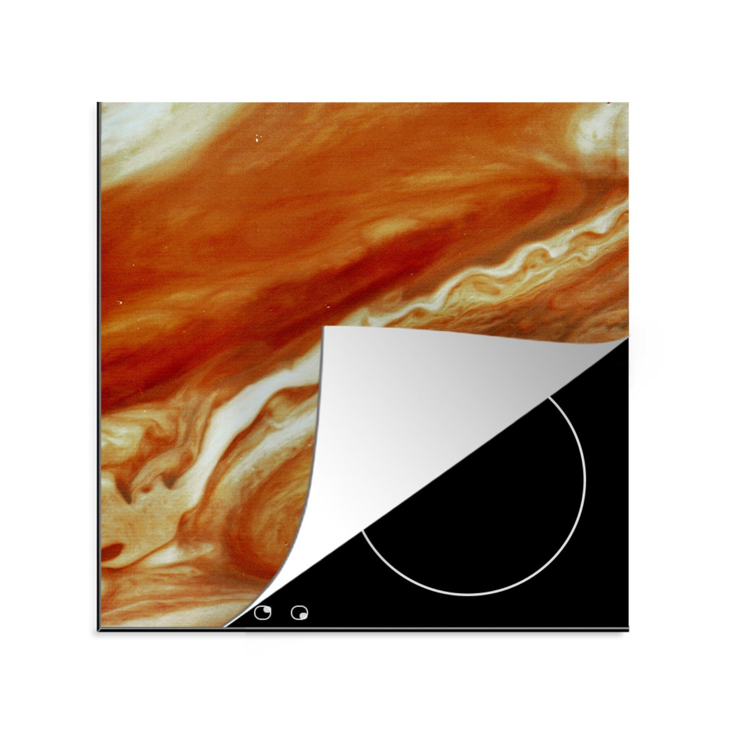 MuchoWow Herdblende-/Abdeckplatte Satellitenbild der Voyager 2 vom Großen Roten Fleck auf dem Jupiter, Vinyl, (1 tlg), 78x78 cm, Ceranfeldabdeckung, Arbeitsplatte für küche