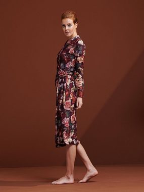 Essenza Damenbademantel Vera Claire, Langform, Baumwoll-Mix, Kimono-Kragen, Gürtel, aus einem samtweichen Polyester-Baumwoll-Mix mit Blumenprint