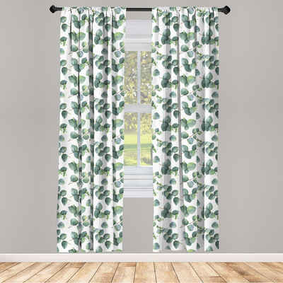 Gardine Vorhang für Wohnzimmer Schlafzimmer Dekor, Abakuhaus, Microfaser, Blatt Aquarell Eucalyptus Kunst