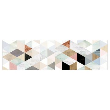 Bilderdepot24 Küchenrückwand pastell dekor Kunst Muster Vintage Aquarell-Mosaik mit Dreieck, (1-tlg., Nischenrückwand - für Fliesenspiegel ohne Bohren - matt), Spritzschutz Rückwand Küche Herd - Folie selbstklebend versch. Größen