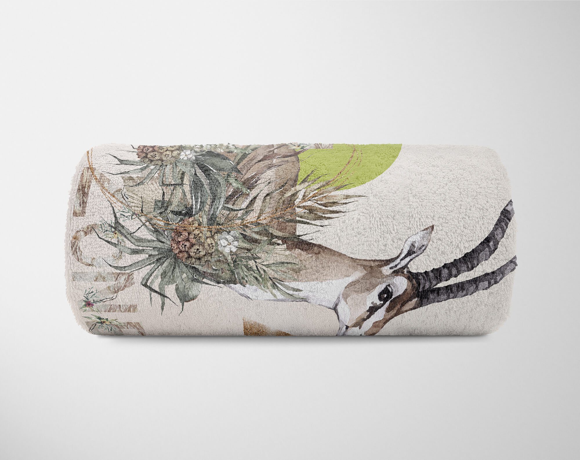 Sinus Art Antilope K, Handtücher Handtuch Kuscheldecke Baumwolle-Polyester-Mix (1-St), Handtuch Strandhandtuch Afrika Blumen Saunatuch
