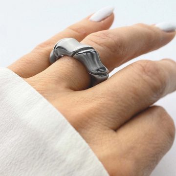 M&M Fingerring Ring Damen silber breit (8 mm) matt New Structures (1-tlg), deutsche Qualität, inkl. edles Schmucketui
