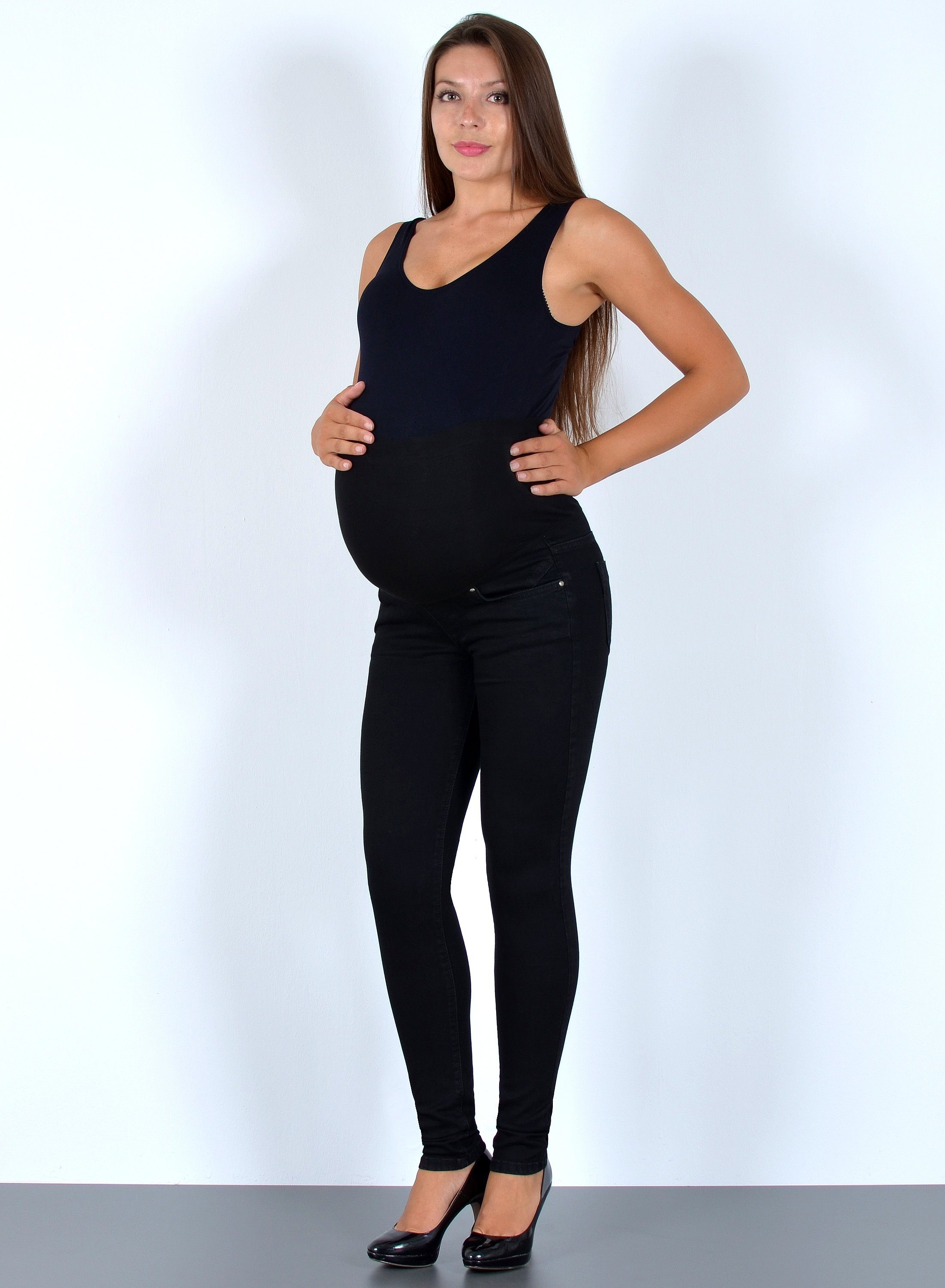 ESRA Umstandsjeans J531 Damen Skinny Fit Schwangerschaftshose mit elastischem Bund, Schwangerschaftsjeans mit hoher Leibhöhe und Stretch, bis Übergröße / Plussize Große Größe, Umstandshose für Schwangerschaft Skinny, Maternity Hose Umstandsjeans Skinny High Waist