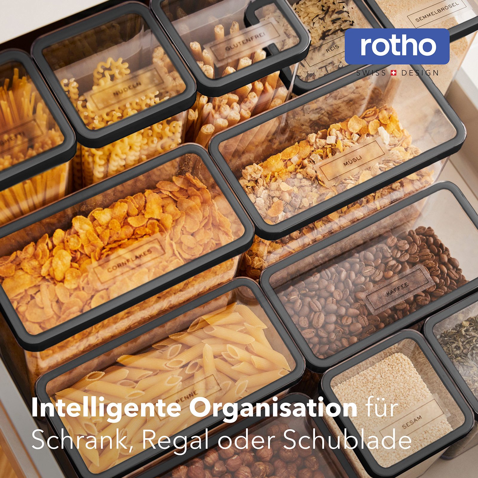 ROTHO Vorratsdose LOFT 24-tlg. luftdichte Lebensmittel-Aufbewahrung für Küchenschubladen, Kunststoff, (Aufbewahrungsboxen-Set, 24-teilig, verschiedene Größen, i – Bild 2 von 5