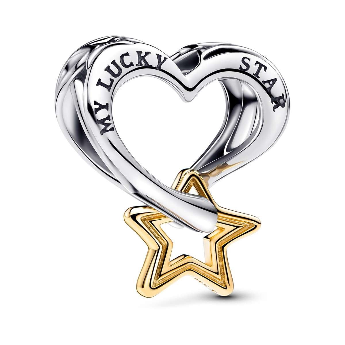 Pandora Charm Herz 763513C00, Glücksstern und Zweifarbig