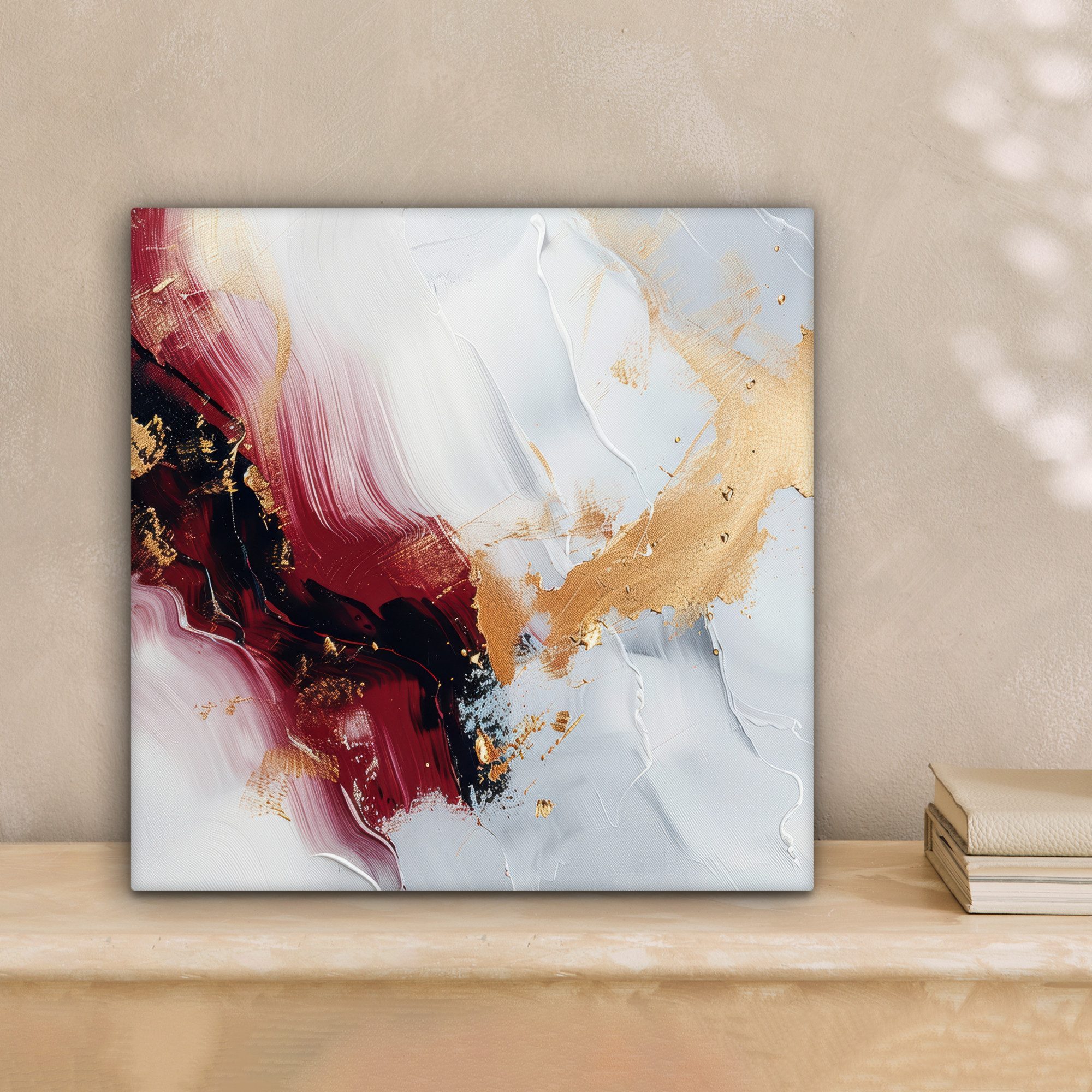 OneMillionCanvasses® Leinwandbild Rot - Abstrakt - Gold - Modern, Fotodruck günstig online kaufen