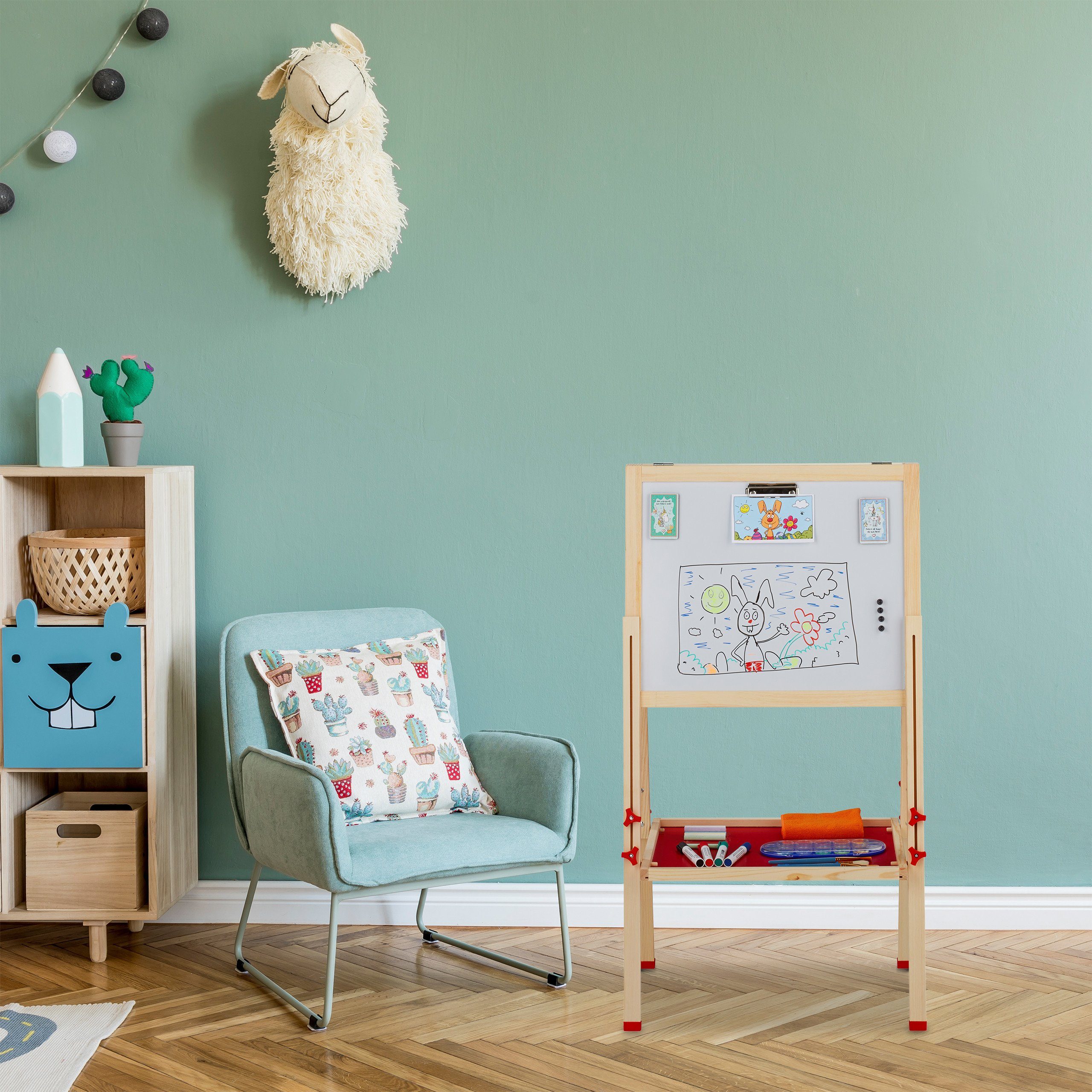 relaxdays Standtafel Doppelseitige Standtafel für Kinder, (1-tlg) – Bild 5 von 5