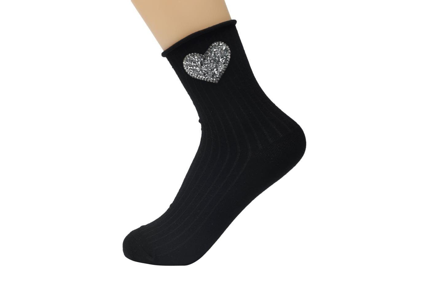 Baumwollsocken 1 mit Socken eleganter Paar Lycille Glitzer für Modell 36/41 Frauen schwarz 3