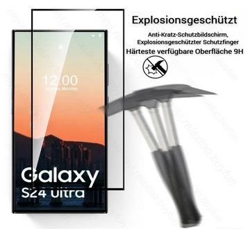 OLi Schutzfolie Silikon Hülle für Samsung Galaxy S24 Ultra mit Schutzglas 9D, (Spar-Set 2in 1, 2-St), Transparente TPU Panzer Glas Komplet deckend von Rand bis zum Rand