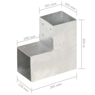 vidaXL Zaunpfosten Pfostenverbinder L-Form Verzinktes Metall 101 x 101 mm, (1-St)