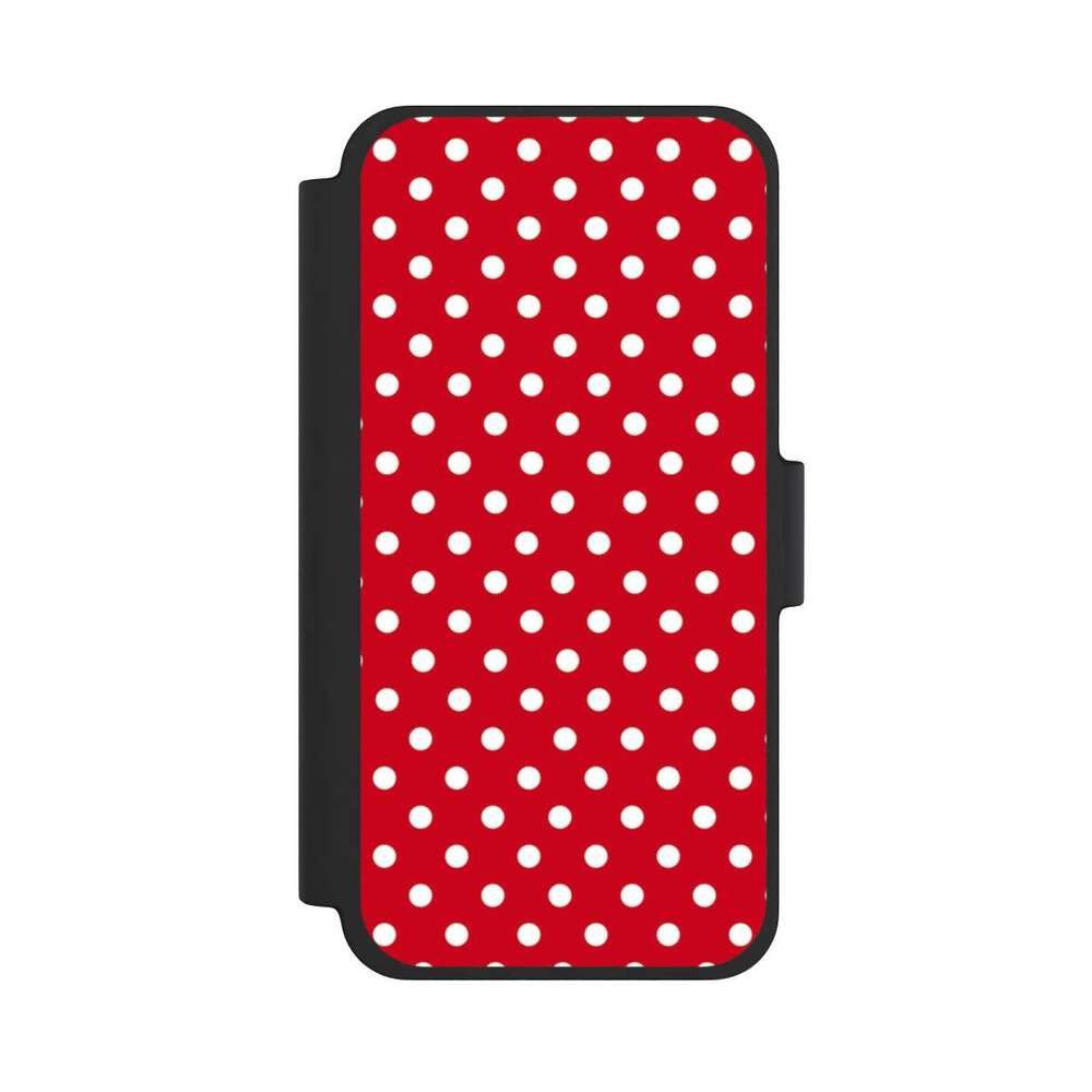 NIVOCASE Handyhülle Punkte Retro Polka Dots Polka Dots - dunkelrot und weiß, Apple iPhone 12 mini Klapphülle Handyhülle aus Kunst Leder