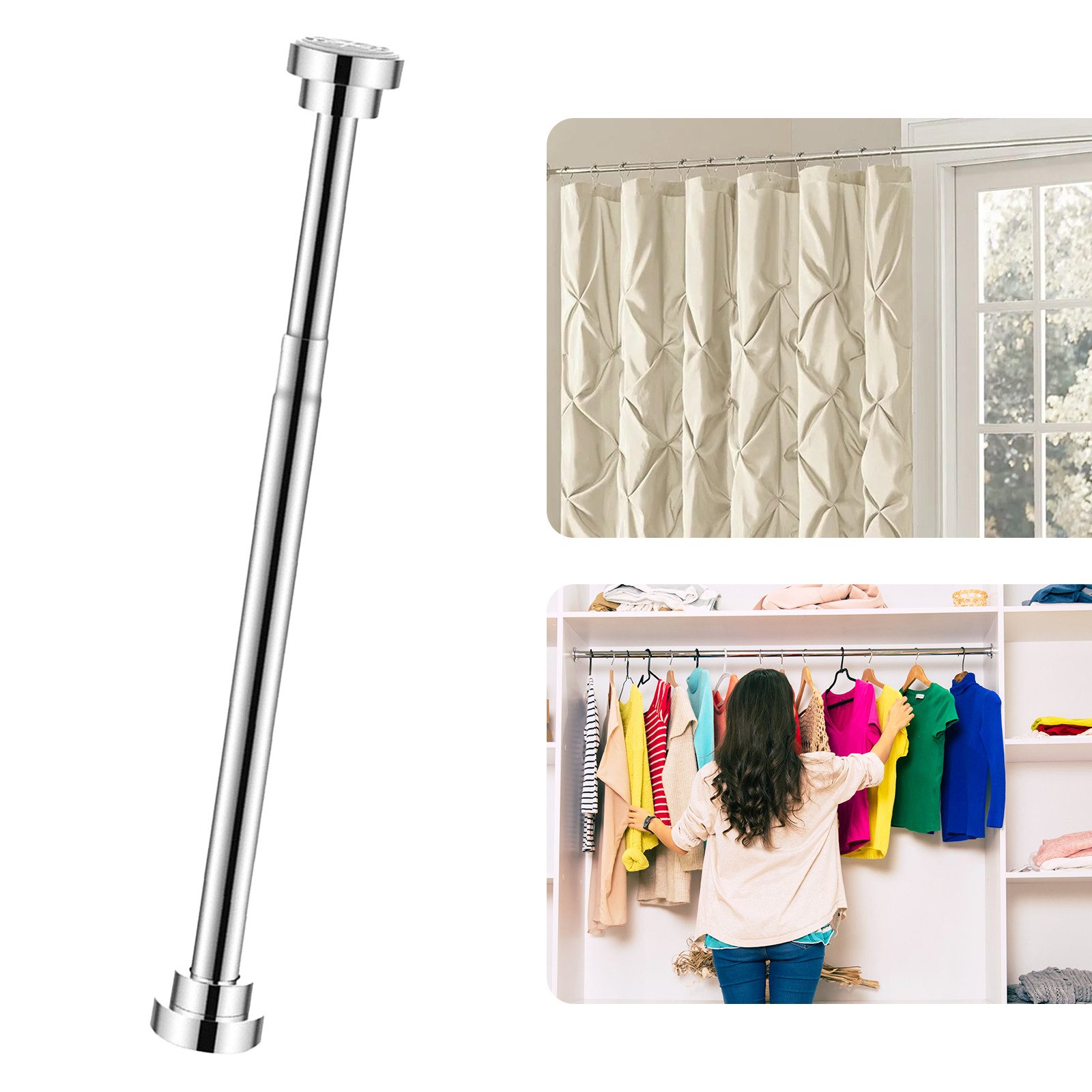 REDOM Duschvorhangstange Teleskopstange Edelstahl Dusch- Vorhangstange Fens günstig online kaufen