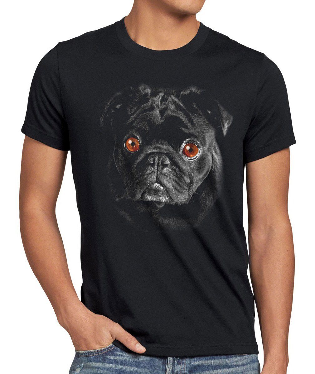 mountain Herren Mops Hundekopf view Hund Haustier Kopf Tier T-Shirt style3 Rasse Dog Print-Shirt