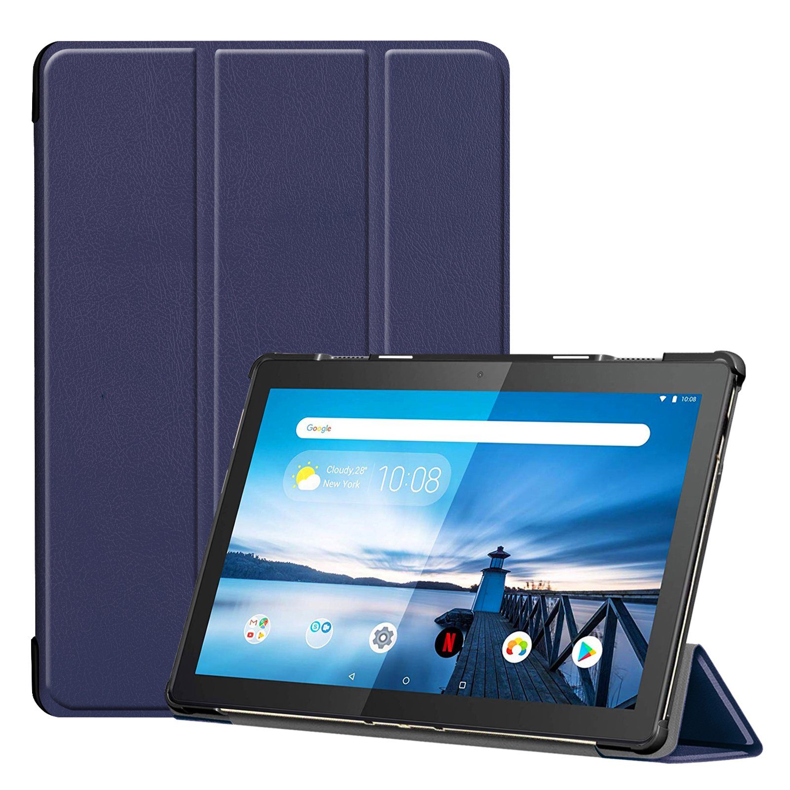 Lobwerk Tablet-Hülle Schutzhülle für Lenovo Tab M10 (2018) TB-X605F 10.1 Zoll, Wake & Sleep Funktion, Sturzdämpfung, Aufstellfunktion