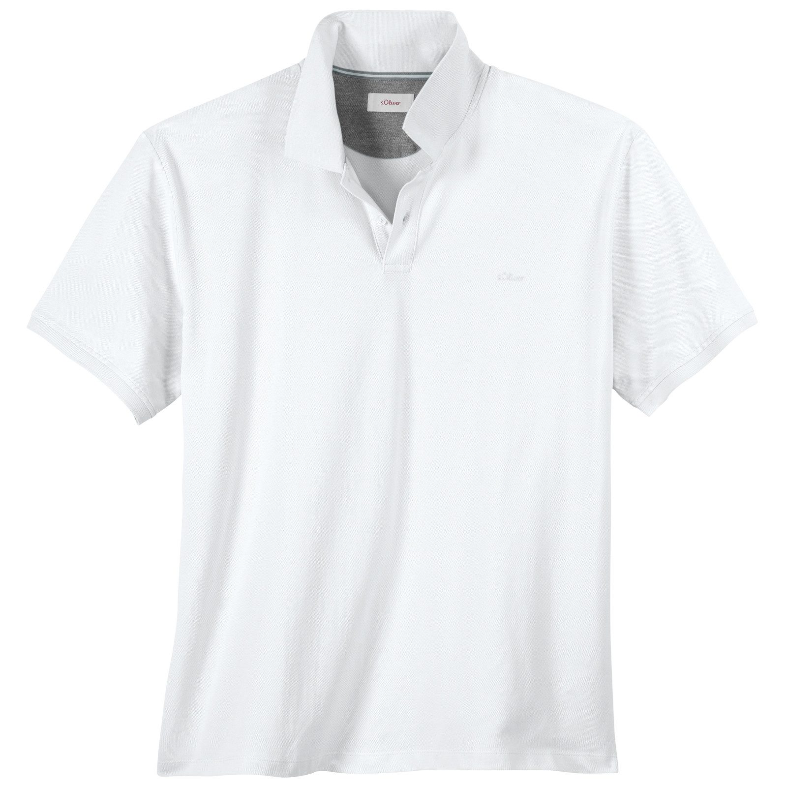s.Oliver Rundhalsshirt s.Oliver Übergrößen Basic Stretch-Poloshirt weiß