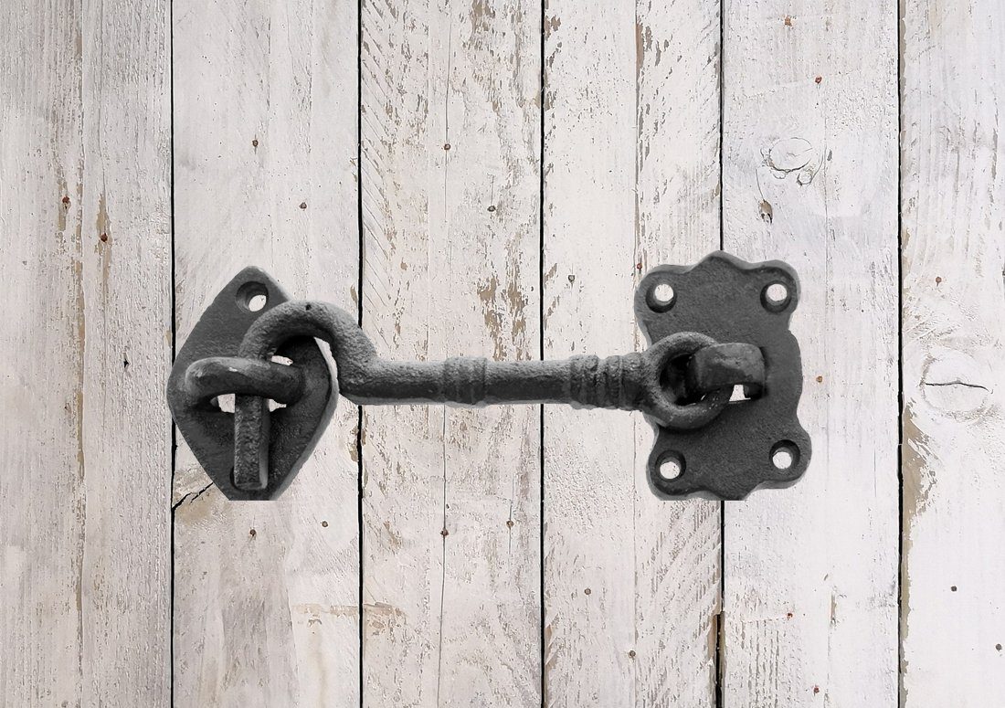LB H&F Lilienburg Türriegel Türriegel Schlossriegel Türschlossriegel Türschloss Sperriegel, Antik, (Metall Gartendeko Verschluss Möbel Antik Riegel Sturmhaken Fallhaken Fensterhaken Torriegel Türbeschlag Torhaken Türhaken Nostalgie), für Tür Tor Metall Gusseisen Vintage Deko