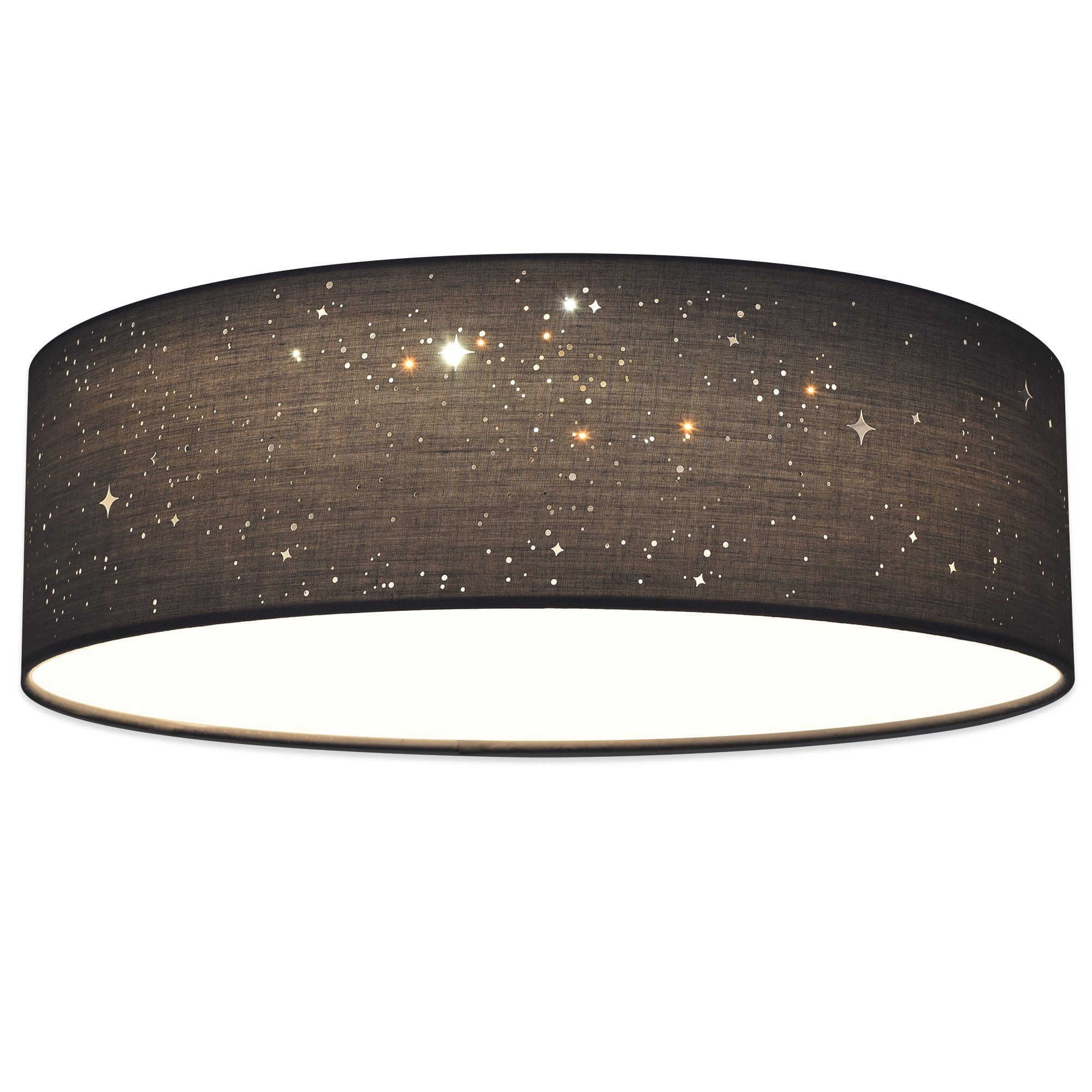 Navaris Deckenleuchte LED-Deckenlampe rund mit Sterneneffekt - 22W - 40x40cm Dunkelgrau