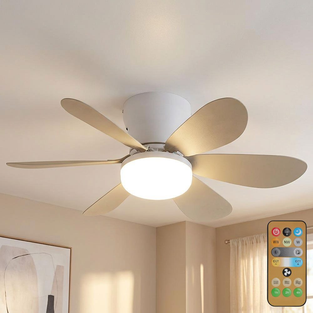 GLOBO LIGHTING Deckenventilator, LED Deckenventilator Metall weiß Fernbedienung Dimmbar CCT D