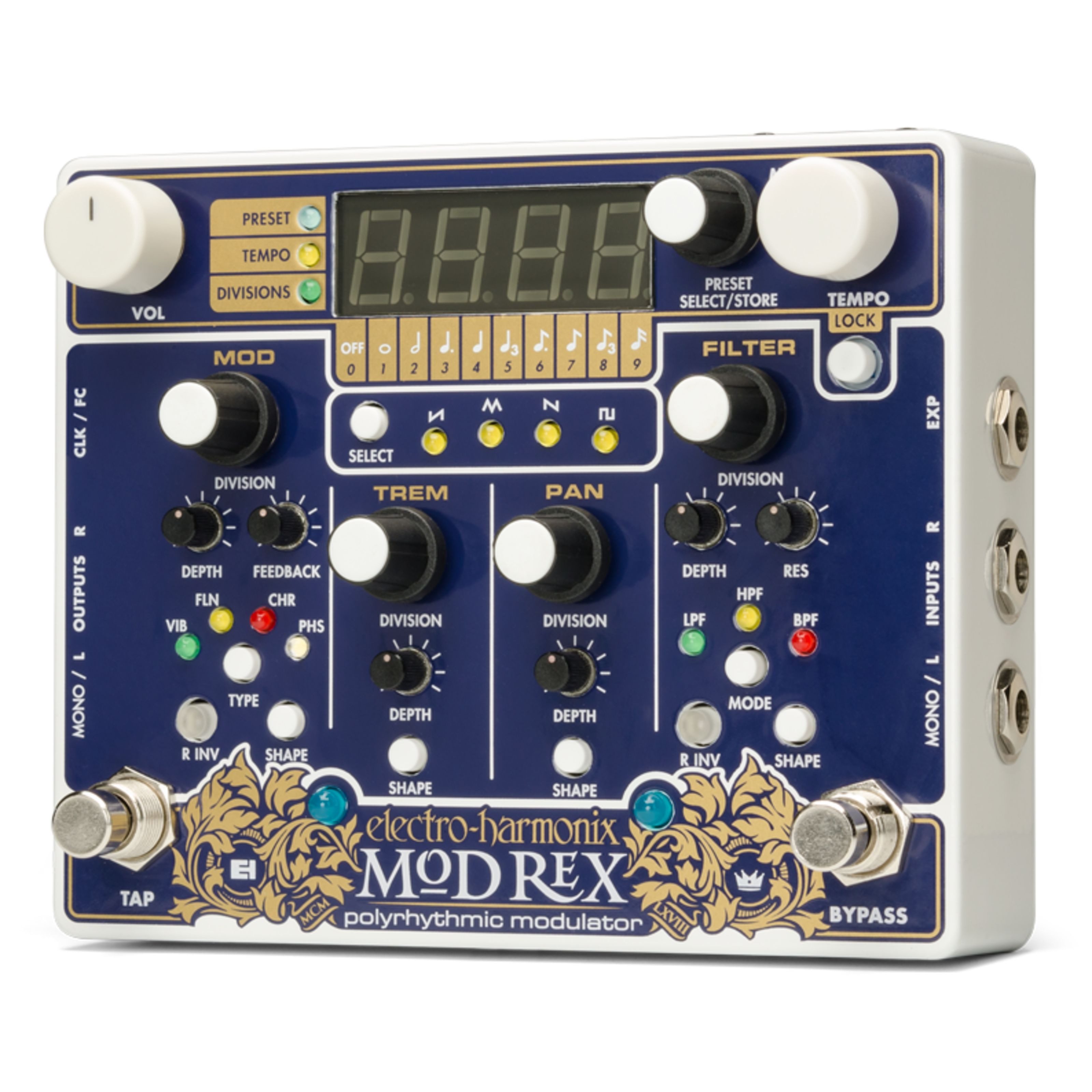 Electro Harmonix Musikinstrumentenpedal, (Effekte, Modulationseffekte), Mod Rex Polyrhythmic Modulator - Modulations Effektgerät für