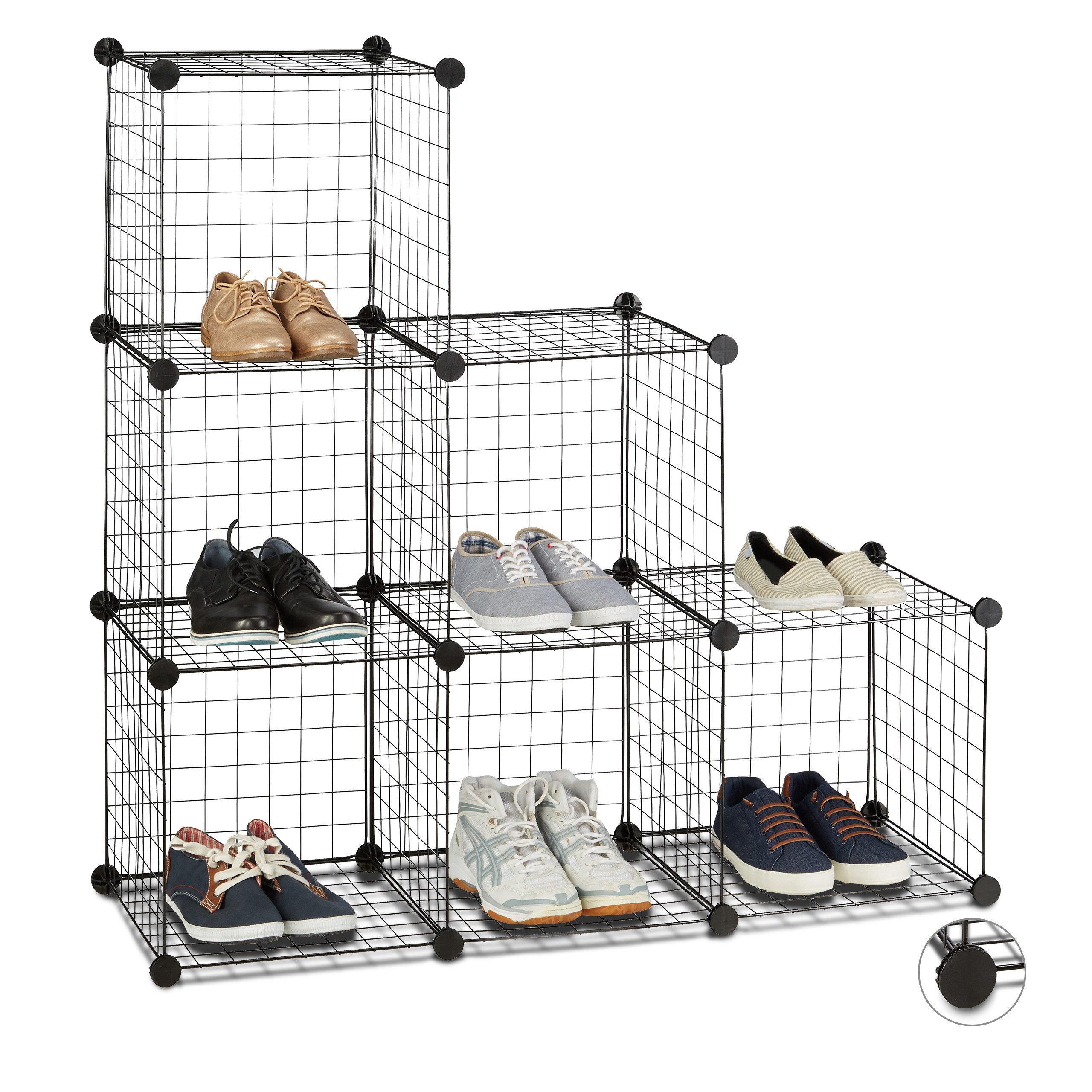 relaxdays Steckregal Regalsystem Drahtgitter 6 Fächer, günstig online kaufen