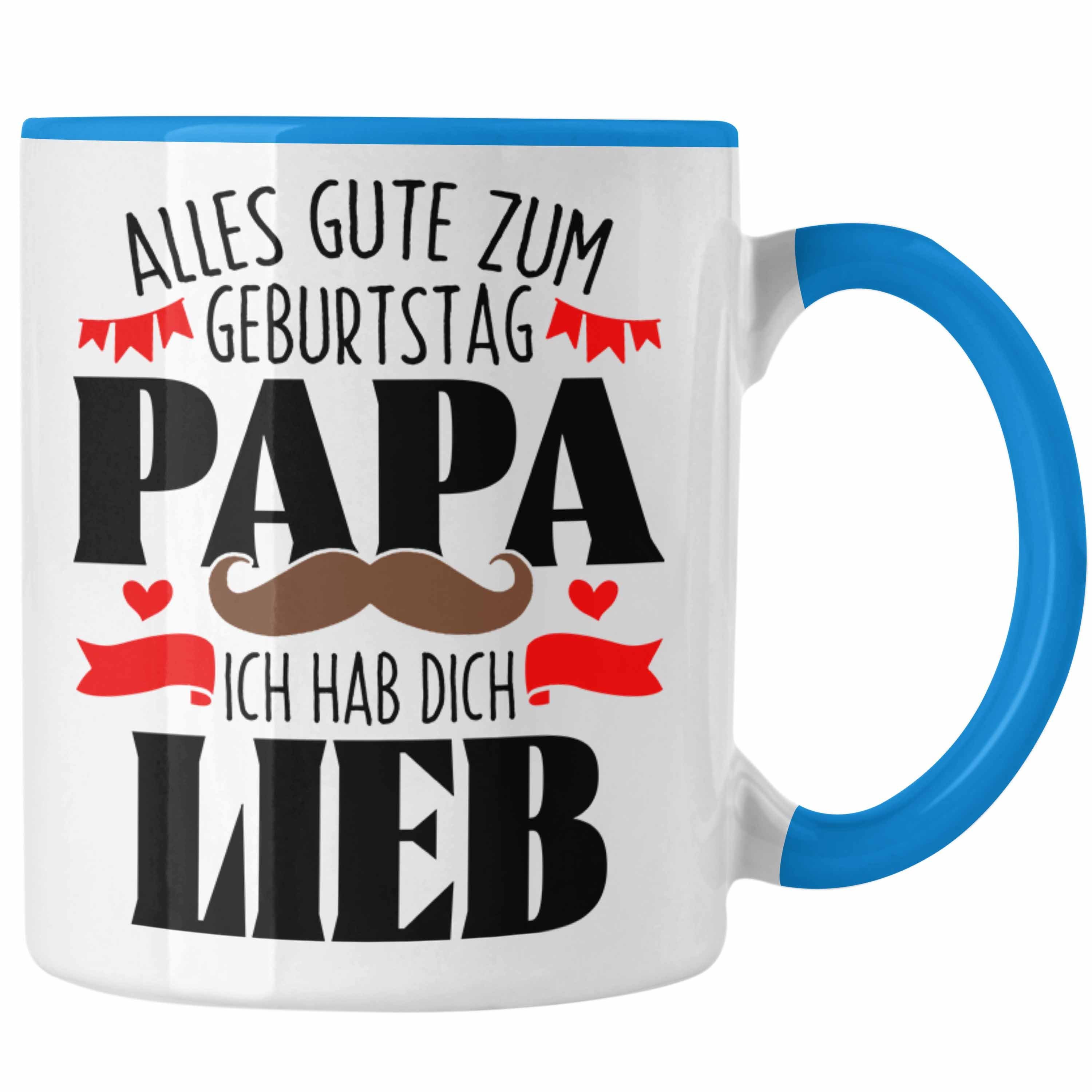 Trendation Tasse Trendation - Papa Geschenk Tasse Geburtstag Ich Hab Dich Lieb Vater Ge Blau