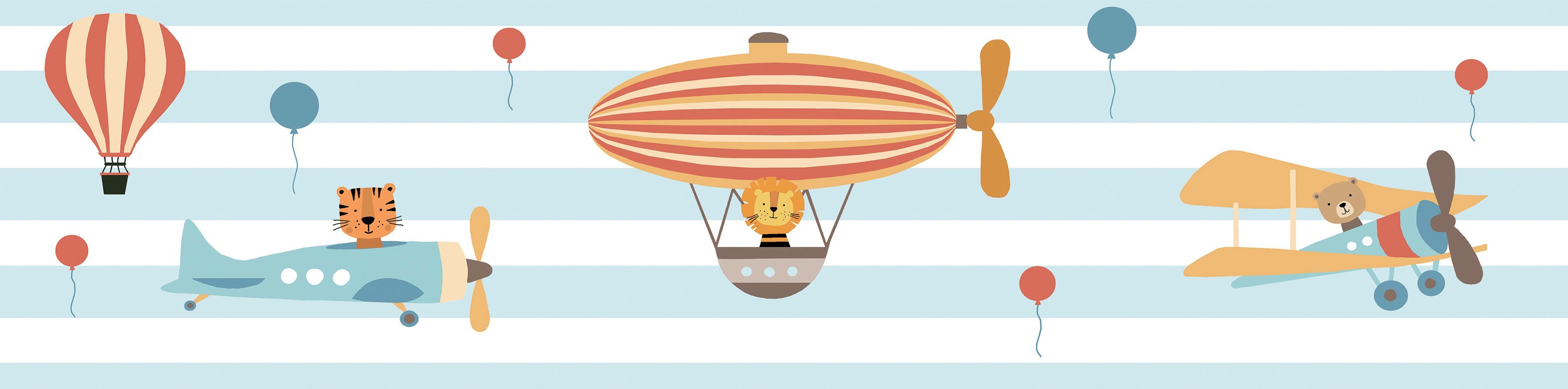 A.S. Création Bordüre Flying Party, glatt, Motiv, abstrakt, naturalistisch, Tapete Kinder Borte Wohnzimmer Schlafzimmer Küche Design Kinderzimmer