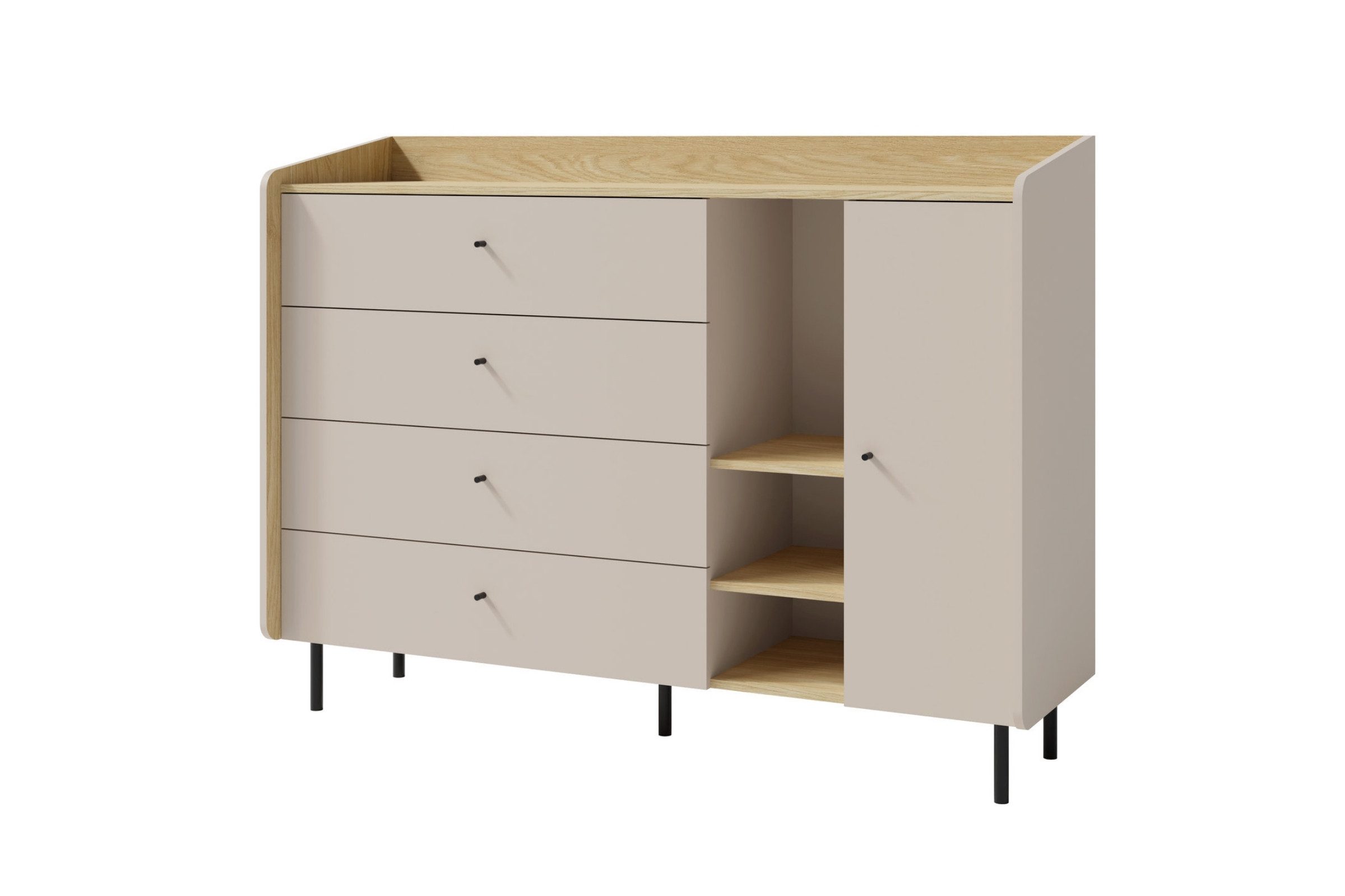 Deine Möbel 24 Kommode ALBI 07 mit 4 Schubladen 155cm (Hoch Kinderkommode, 1 St., Hoch Kinderkommode), Kommode Kinderzimmer Jugendzimmer