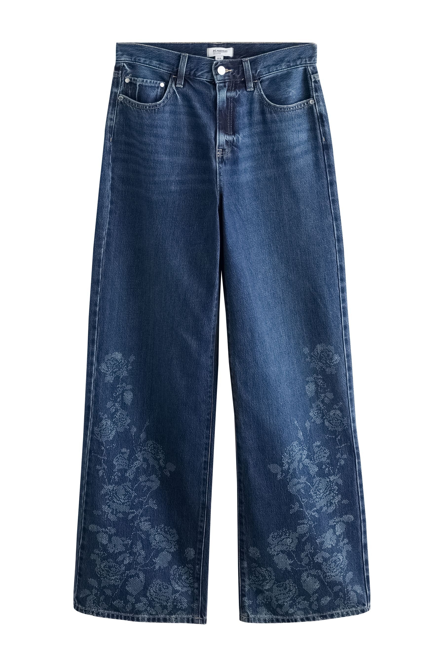 Weite Jeans Hochbund-City-Jeans mit weitem Bein