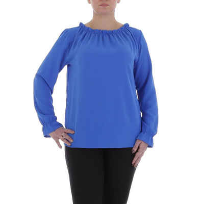 Ital-Design Langarmbluse Damen Elegant Bluse in Blau