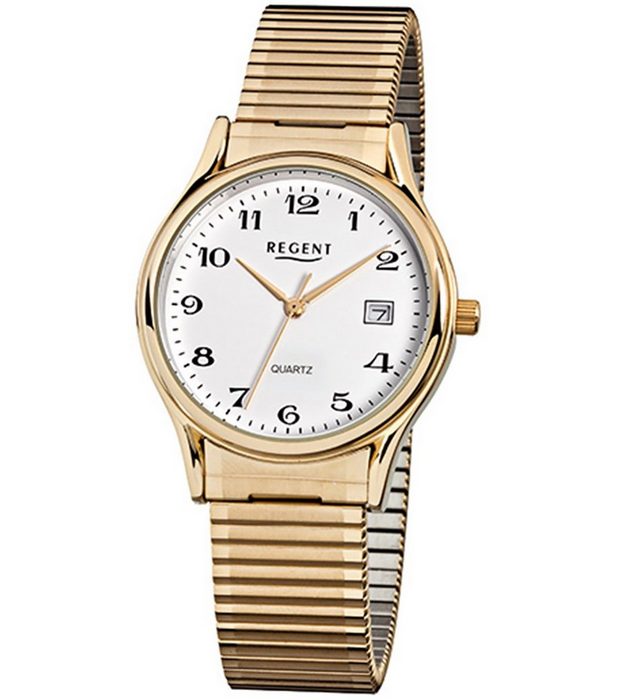Regent Quarzuhr Regent Herren-Armbanduhr gold Analog F-873 (Armbanduhr) Herren Armbanduhr rund mittel (ca. 36mm) Metall Elegant