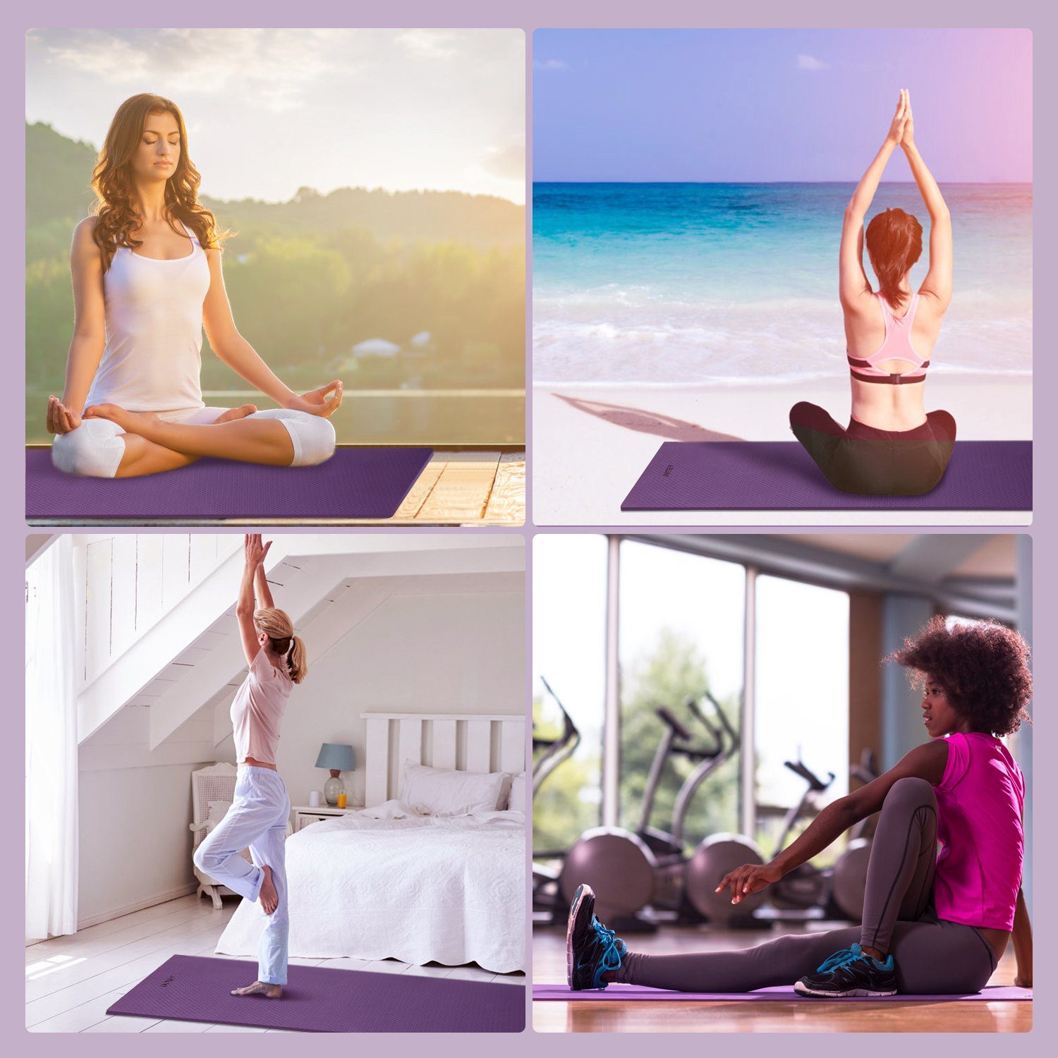 INTEY Yogamatte, Yogamatte Gymnastikmatte TPE Rutschfest Übungsmatte
