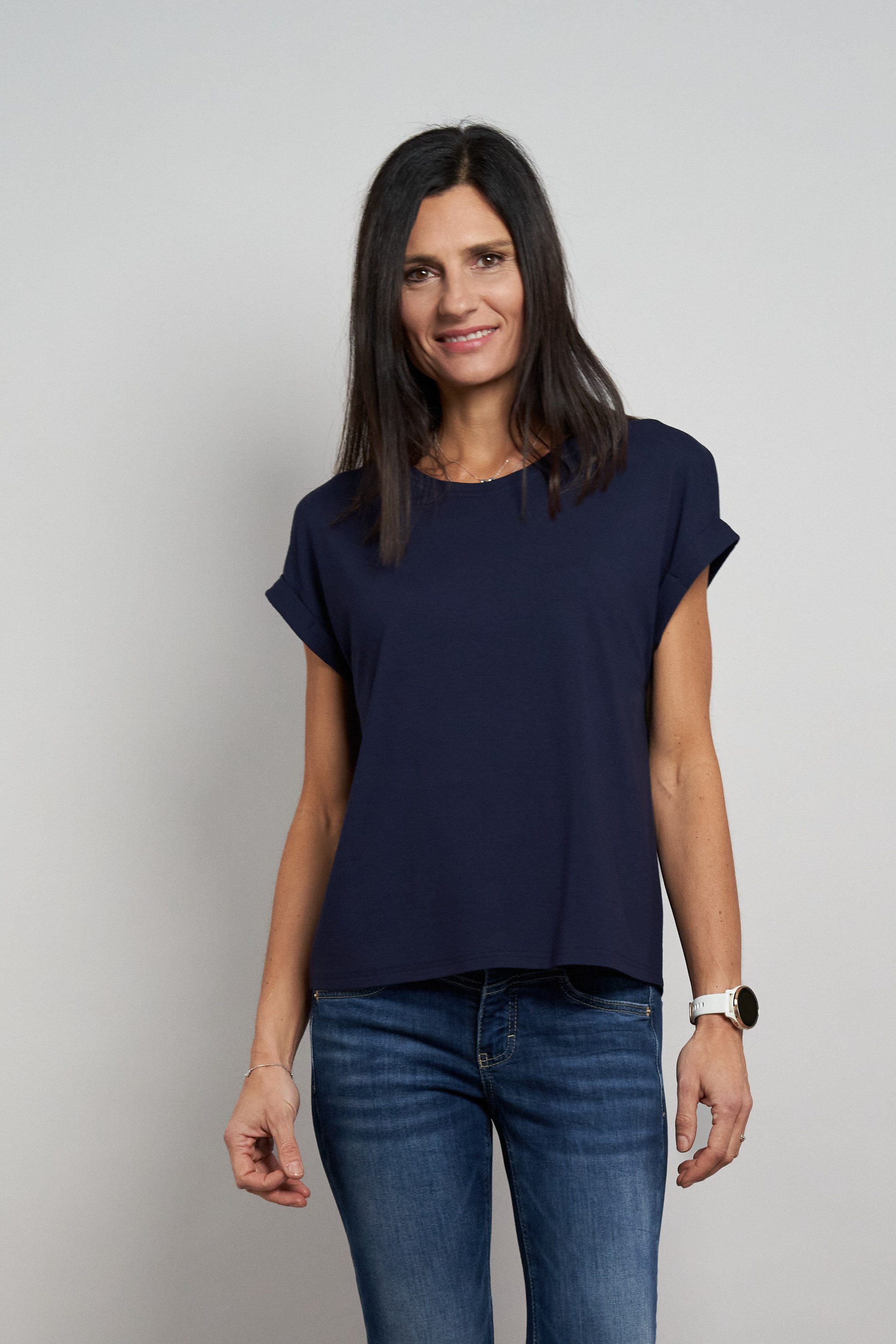 Seidel Moden Kurzarmshirt Otto exclusiv Rundhals mit Ärmelaufschlag -MADE IN GERMANY